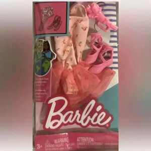 ❤️ BNWT Barbie Fashion Ballerina Outfit Leotard Tutu Pink Floral Ballet Slippers